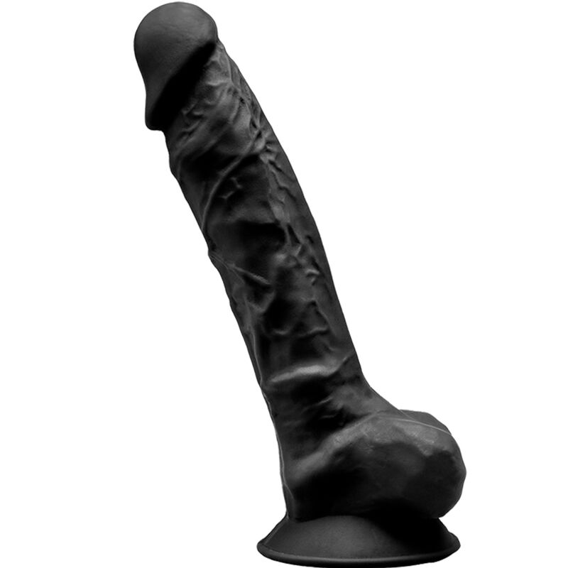 SILEXD - MODELO 1 PÊNIS REALÍSTICO PREMIUM SILEXPAN SILICONE PRETO 20 CM - Sexshoptuga 