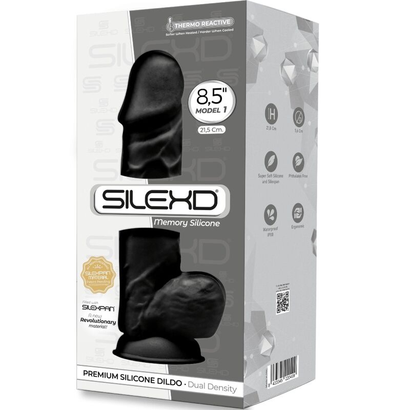 SILEXD - MODELO 1 PÊNIS REALÍSTICO PREMIUM SILEXPAN SILICONE PRETO 21.5 CM - Sexshoptuga 