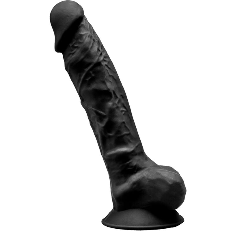 SILEXD - MODELO 1 PÊNIS REALÍSTICO PREMIUM SILEXPAN SILICONE PRETO 23 CM - Sexshoptuga 