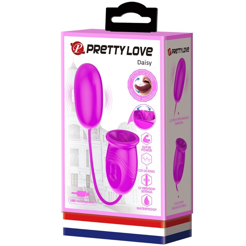 PRETTY LOVE - VIBRADOR RECARREGVEL DAISY DUAL EGG ROXO - Sexshoptuga 