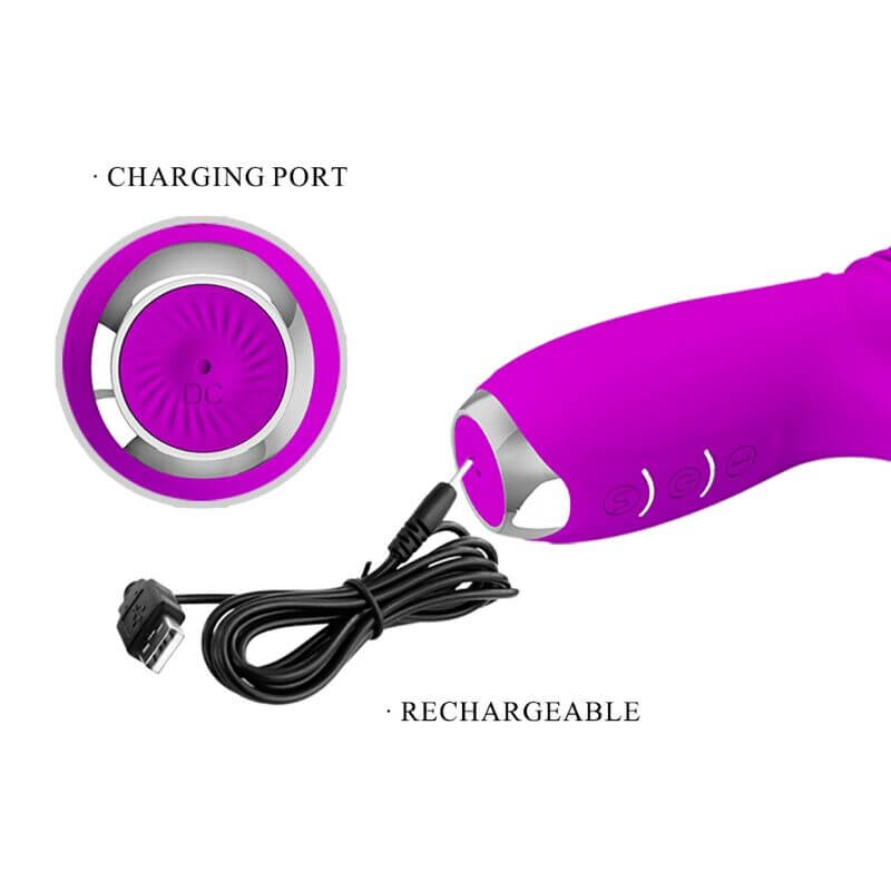 PRETTY LOVE - VIBRADOR DE COELHO RECARREGVEL DOROTHY ROXO Sexshoptuga 