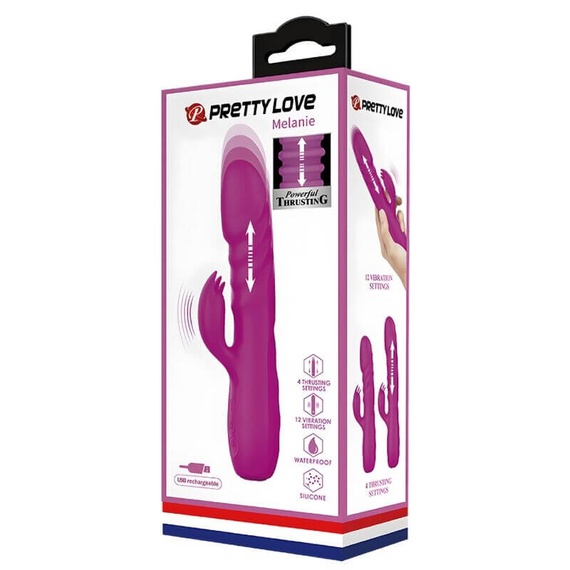 PRETTY LOVE - VIBRADOR DE COELHO RECARREGVEL MELANIE ROXO Sexshoptuga 