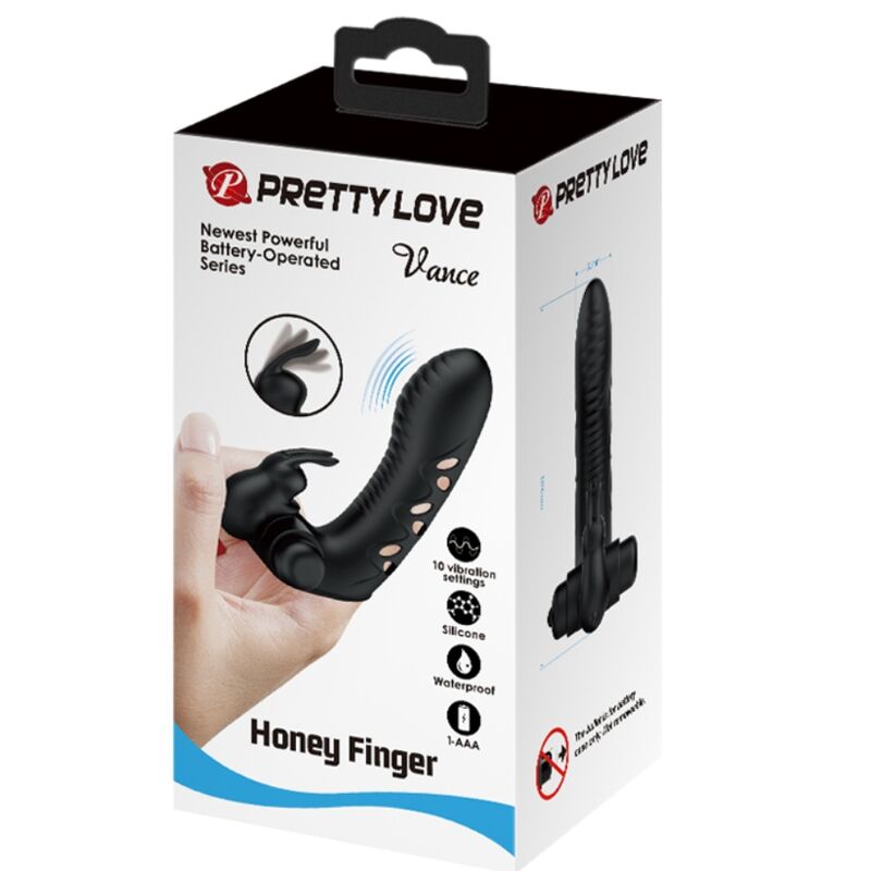 PRETTY LOVE - CAPA DE DEDO VIBRADOR DE COELHO PRETO VANCE - Sexshoptuga  Sexshoptuga 