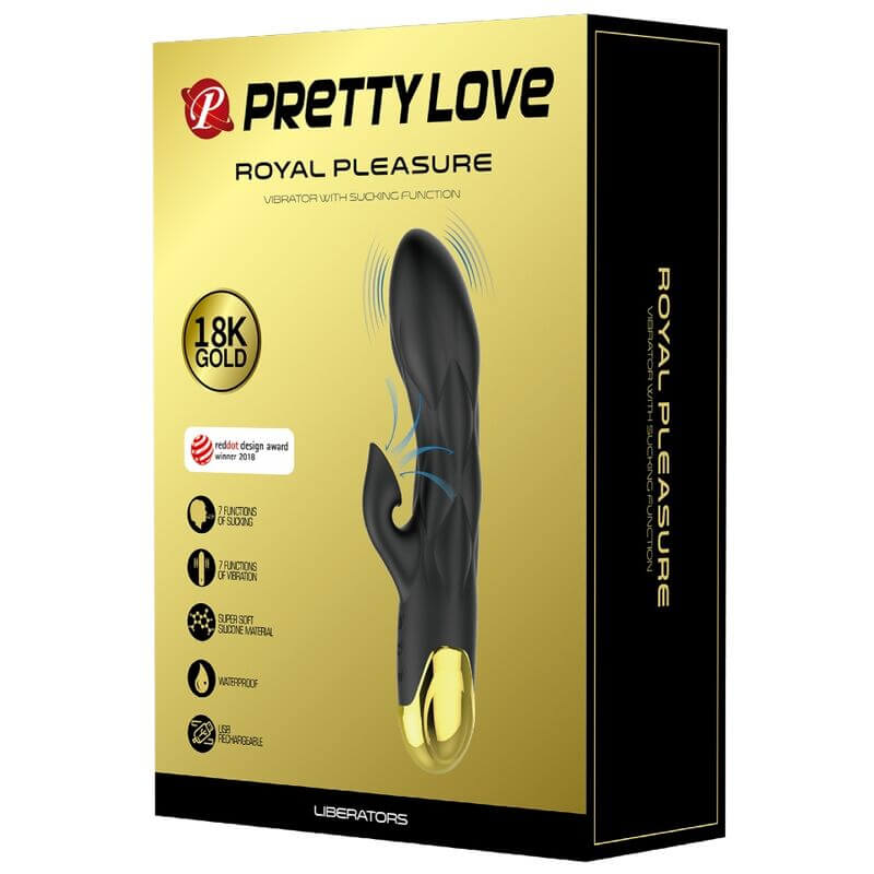 PRETTY LOVE - VIBRADOR DE LUXO Banhado A OURO RECARREGVEL PRETO - Sexshoptuga 