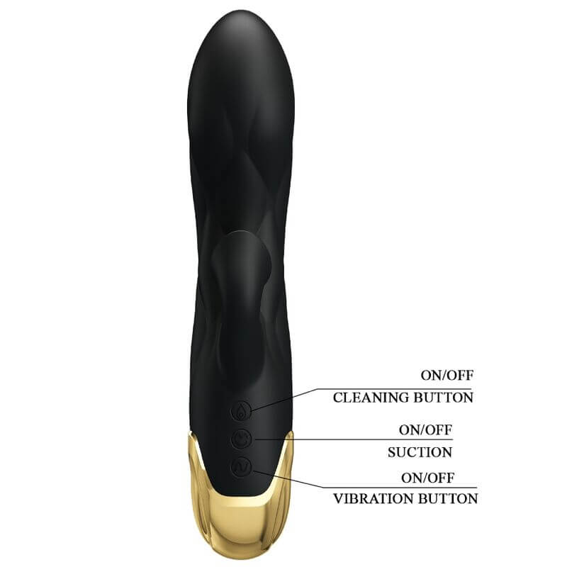 PRETTY LOVE - VIBRADOR DE LUXO Banhado A OURO RECARREGVEL PRETO - Sexshoptuga 