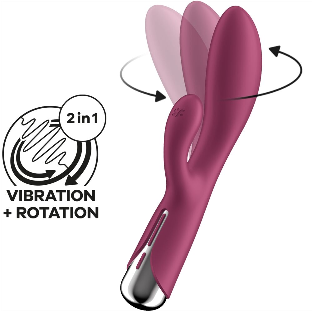 SATISFYER - COELHO GIRATÓRIO 1 CLITÓRIS E ESTIMULAO DE PONTO G VERMELHO - Sexshoptuga 