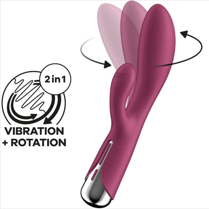 SATISFYER - COELHO GIRATÓRIO 1 CLITÓRIS E ESTIMULAO DE PONTO G VERMELHO - Sexshoptuga 