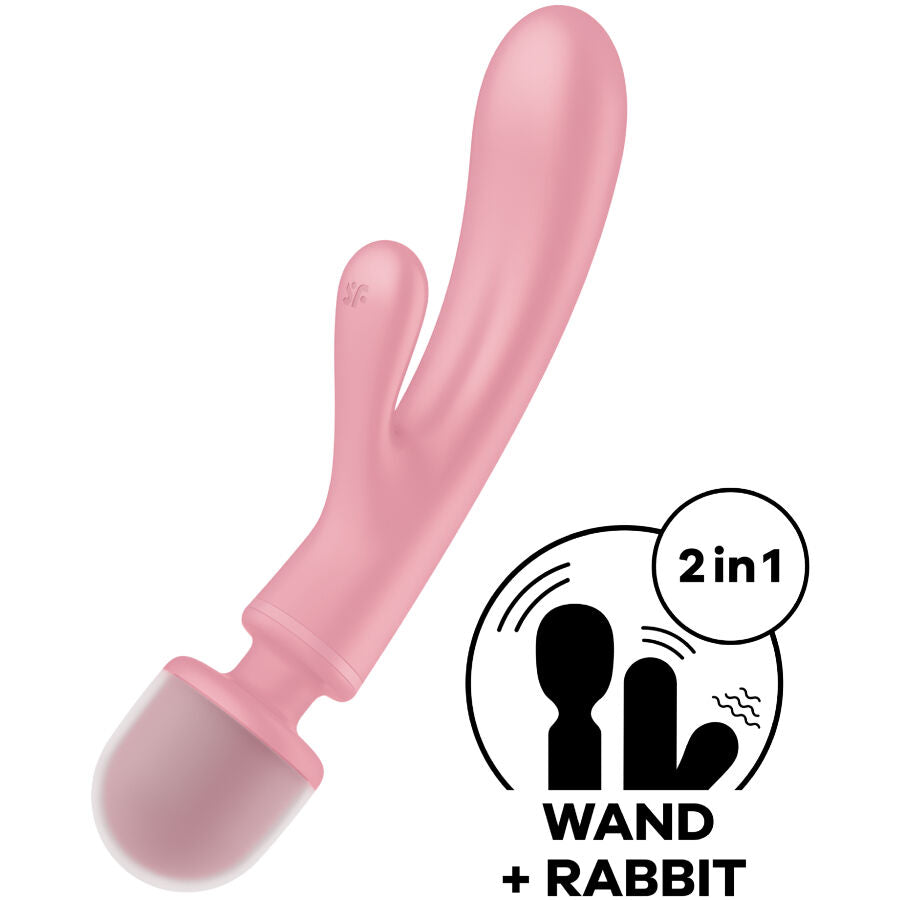 SATISFYER - TRIPLE LOVER RABBIT VIBRADOR MASSAGER ROSA - Sexshoptuga 