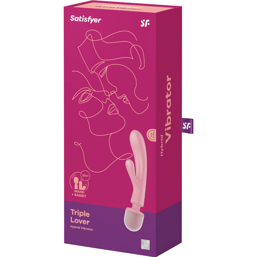 SATISFYER - TRIPLE LOVER RABBIT VIBRADOR MASSAGER ROSA - Sexshoptuga  Sexshoptuga 