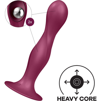 SATISFYER - DILDO DE SILICONE DUPLA BALL-R GARNET - Sexshoptuga 