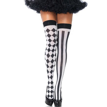 LEG AVENUE - MEIAS ALTAS ARLEQUIN PRETAS/BRANCAS - Sexshoptuga 