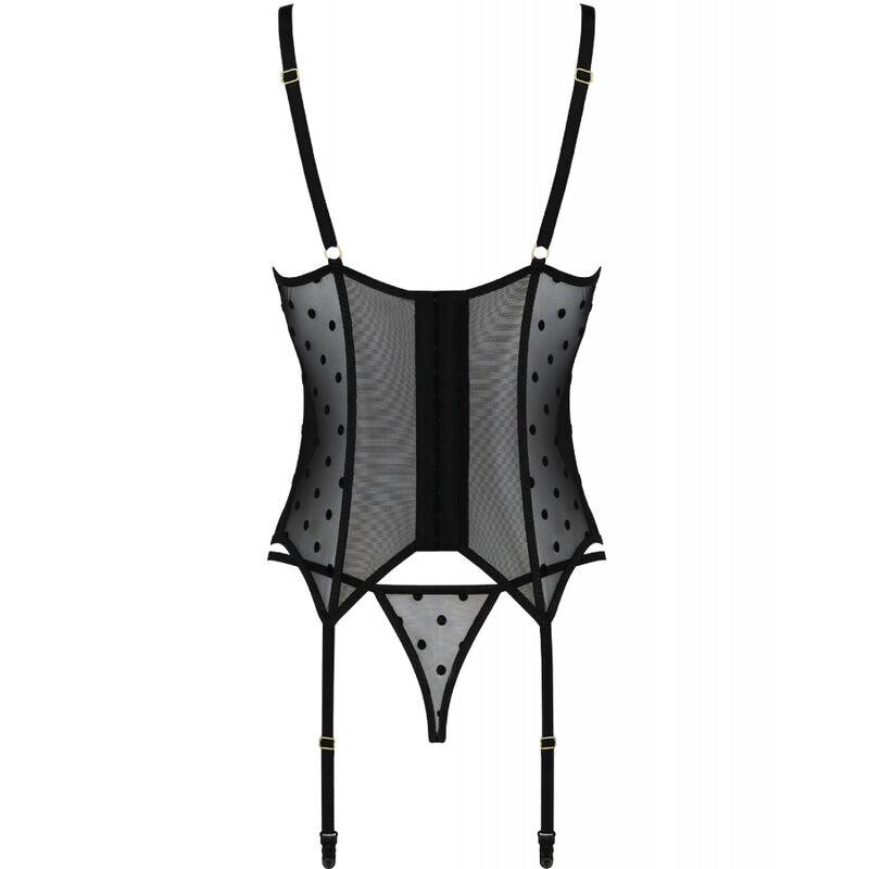 PASSION - MARINA CORSET & TANGA PRETA S/M - Sexshoptuga  Sexshoptuga 