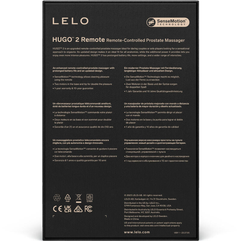 LELO - HUGO 2 VERDE MASSAGEADOR DE PRÓSTATA COM CONTROLE REMOTO - Sexshoptuga  Sexshoptuga 