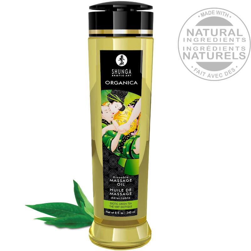 SHUNGA - ÓLEO DE MASSAGEM BIO CHÁ VERDE 240 ML - Sexshoptuga 