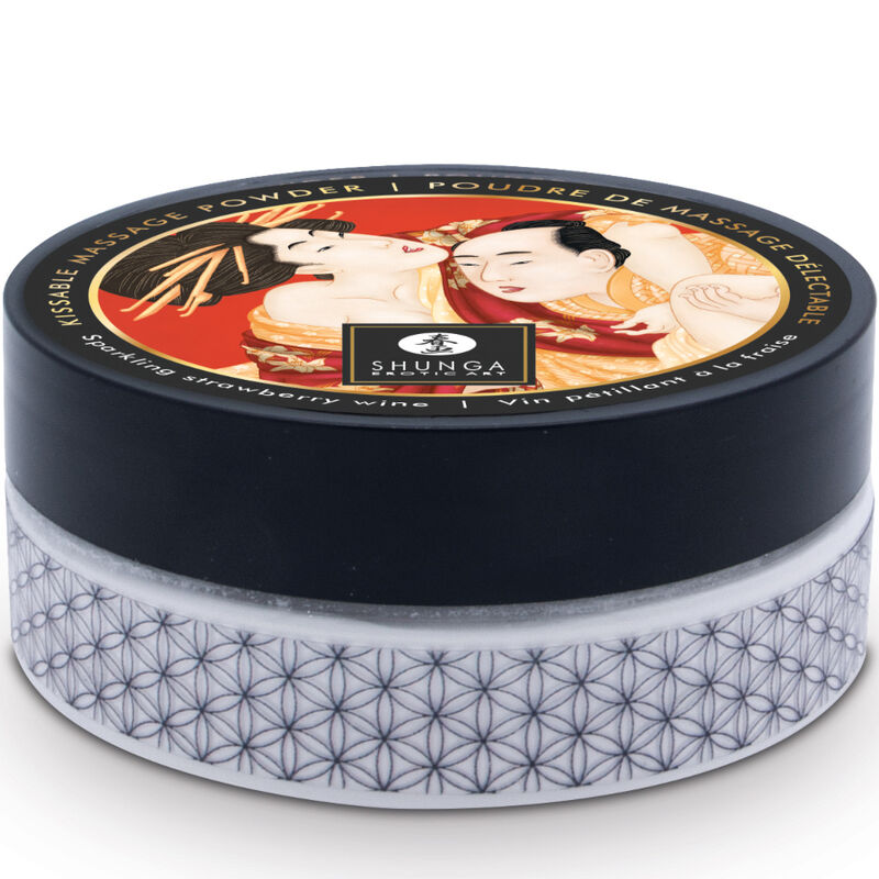 SHUNGA - KIT DE PÓ DE MASSAGEM COMESTÍVEL DE MORANGO - Sexshoptuga  Sexshoptuga 