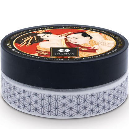 SHUNGA - KIT DE PÓ DE MASSAGEM COMESTÍVEL DE MORANGO - Sexshoptuga 