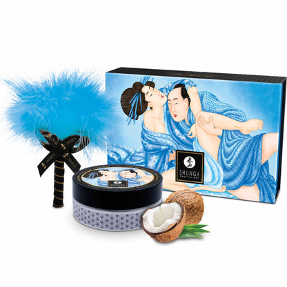 SHUNGA - KIT DE MASSAGEM EM PÓ DE COCO COMESTÍVEL - Sexshoptuga 