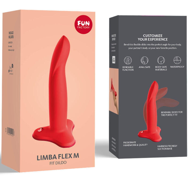 FUN FACTORY - LIMBA DILDO FLEXÍVEL VERMELHO TAMANHO M - Sexshoptuga  Sexshoptuga 