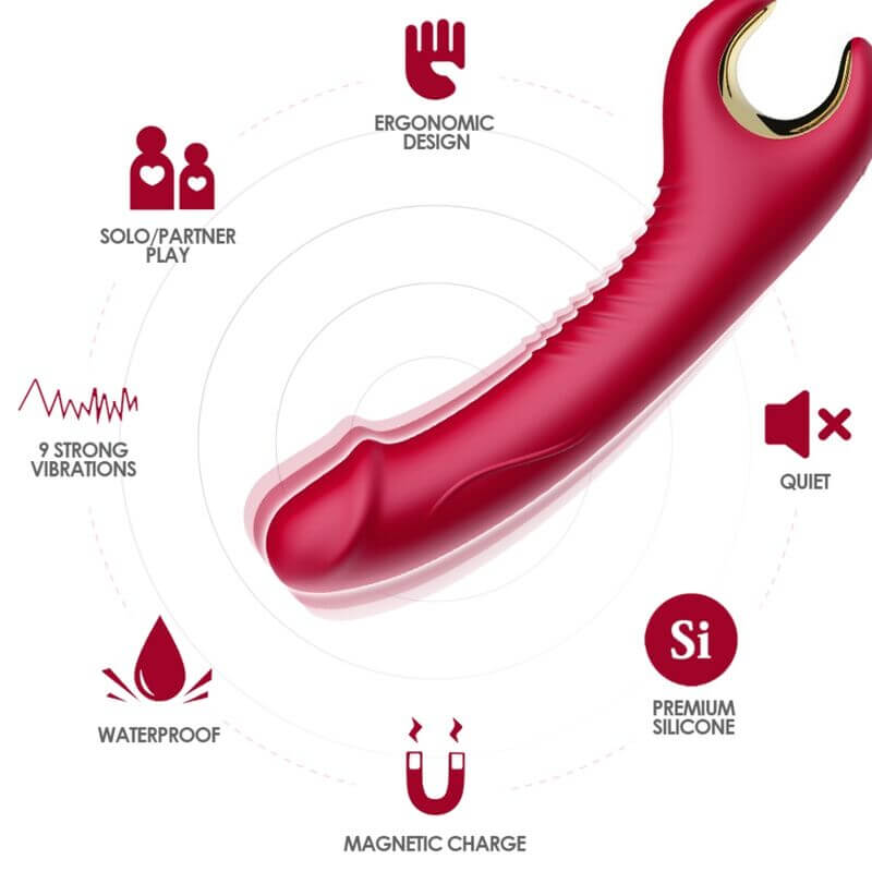 ARMONY - PRINCE DILDO VIBRADOR E ROTATOR VERMELHO Sexshoptuga 