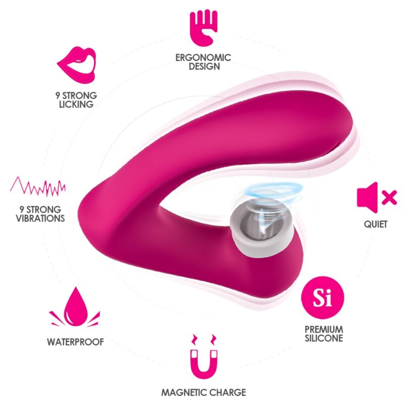 ARMONY - SECRETKISS LICKING CLITÓRIS VIBRATÓRIO E VIBRADOR CURVO FÚCSIA Sexshoptuga 