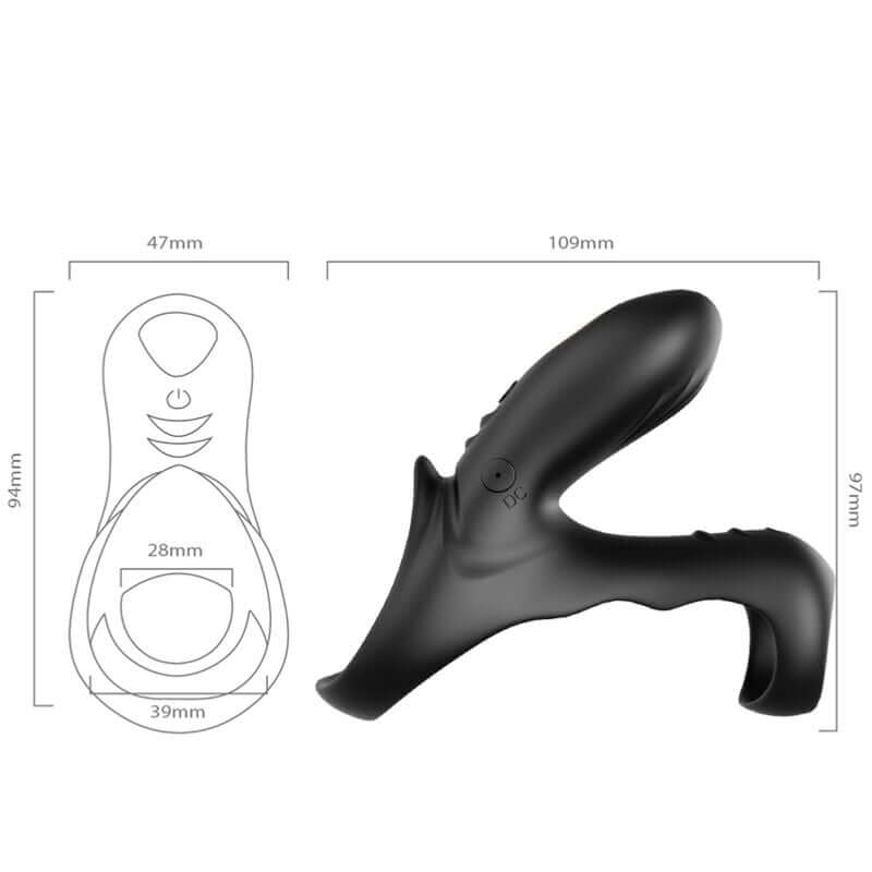 ARMONY - ANEL VIBRADOR DUPLO RANGER PARA CASAIS PRETO Sexshoptuga 