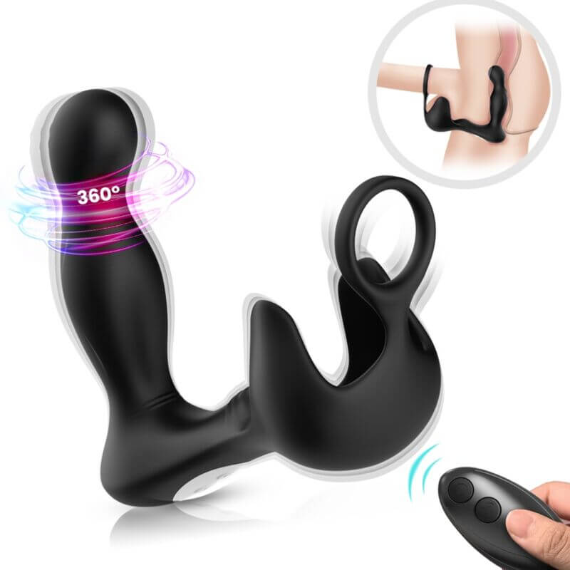 ARMONY - ANAL SURROUND VIBRATOR AND TESTICLE STIMULATOR AND REMOTE CONTROL RING BLACK Sexshoptuga 