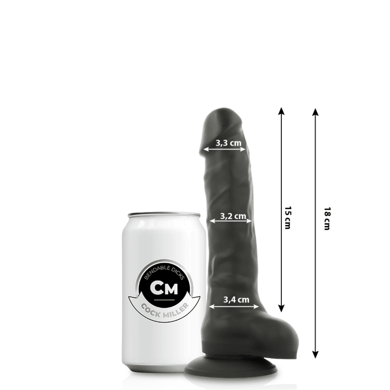 COCK MILLER - DENSIDADE DE SILICONE COCKSIL ARTICULVEL PRETO 18 CM - Sexshoptuga 