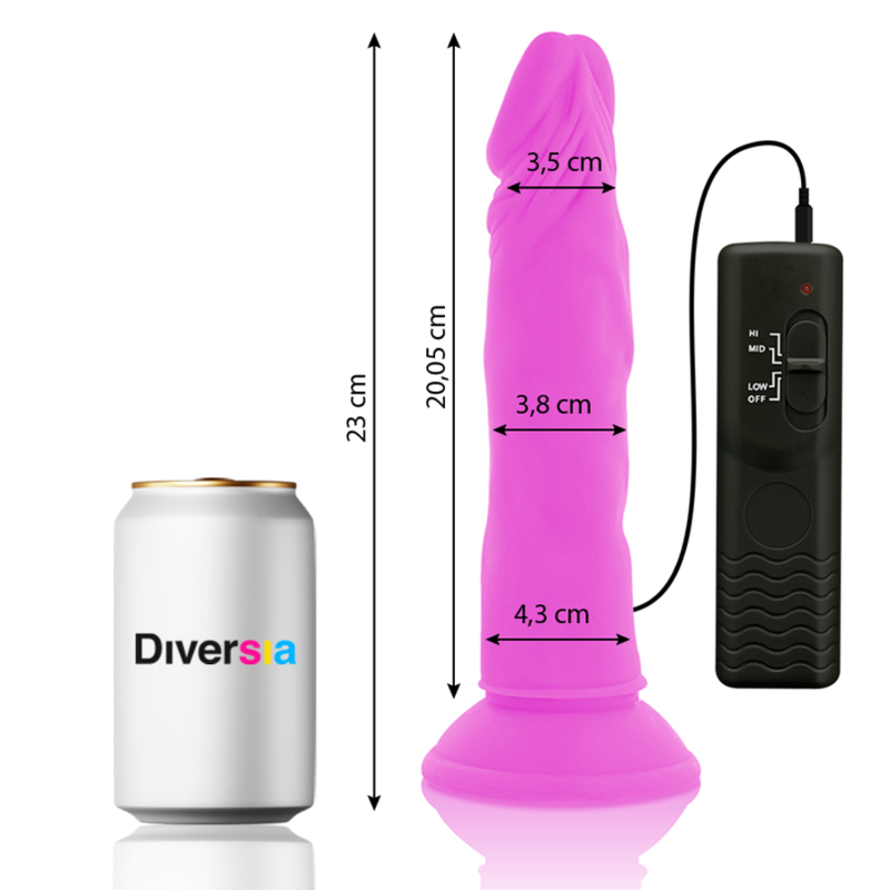 DIVERSIA - FLEXÍVEL VIBRAO VIBRANTE ROXO 23 CM -O- 4.3 CM - Sexshoptuga 