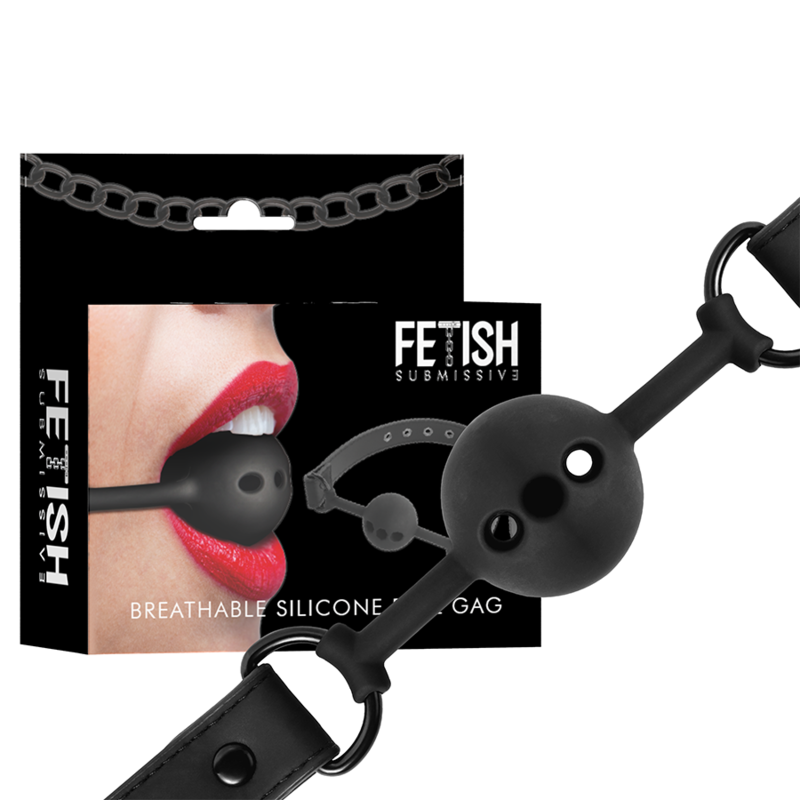 FETISH SUBMISSIVE BONDAGE - MORDAÇA DE BOLA DE SILICONE RESPIRÁVEL - Sexshoptuga 