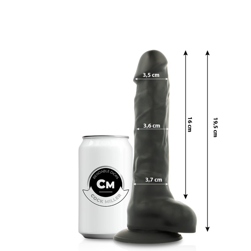 COCK MILLER - SILICONE DENSITY BLACK ARTICULABLE COCKSIL 19.5 CM