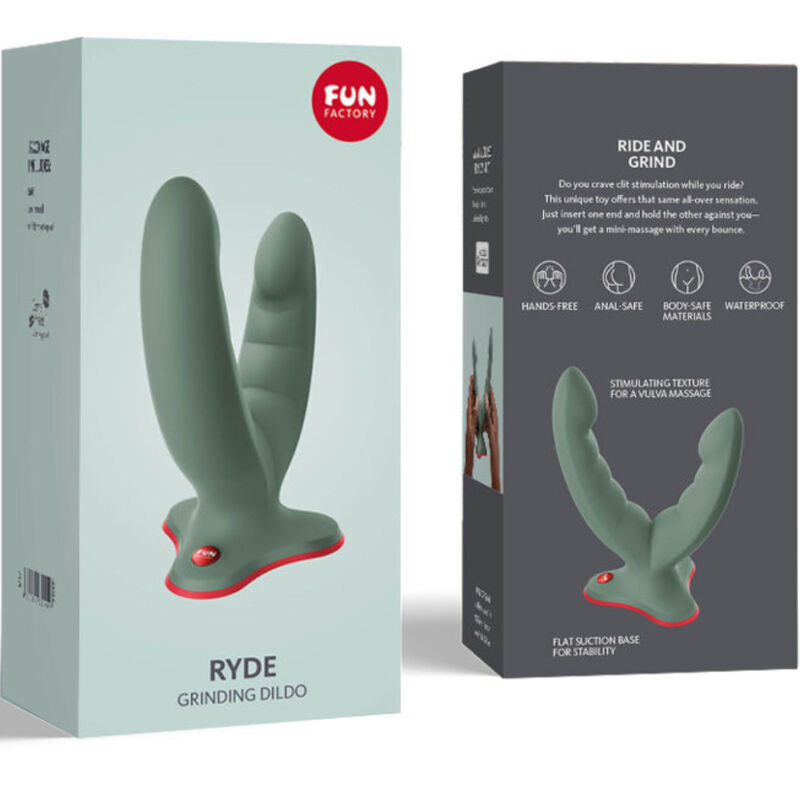 FUN FACTORY - RYDE DILDO DUPLO E MASSAGER VERDE - Sexshoptuga  Sexshoptuga 