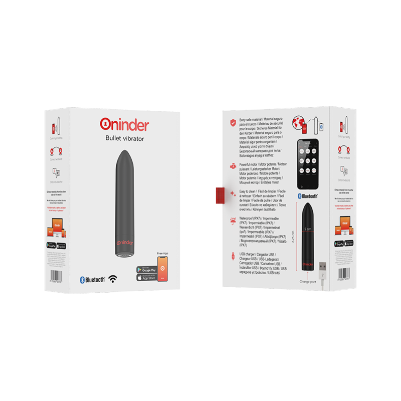 ONINDER - BERLIN BULLET VIBRADOR PRETO 9 MODOS 8,5 X 2 CM - APLICATIVO GRATUITO - Sexshoptuga 