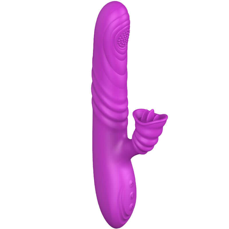 ARMONY - VIBRADOR MULTIFUNO ANGELIA COM LÍNGUA ESTIMULANTE EFEITO CALOR VIOLETA Sexshoptuga 