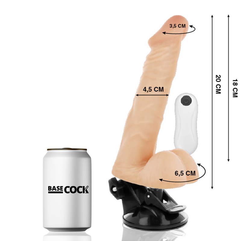 BASECOCK - VIBRADOR ARTICULVEL CONTROLE REMOTO NATURAL 20 CM -O- 4.5 CM - Sexshoptuga  Sexshoptuga 