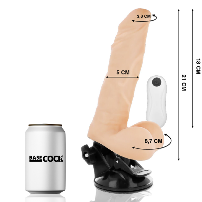 BASECOCK - VIBRADOR ARTICULVEL CONTROLE REMOTO NATURAL 21 CM -O- 5 CM - Sexshoptuga  Sexshoptuga 