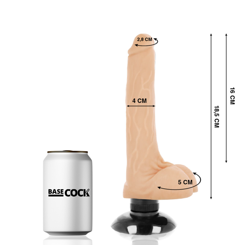 BASECOCK - VIBRADOR REALÍSTICO 2-1 NATURAL 18.5 CM -O- 4 CM - Sexshoptuga 