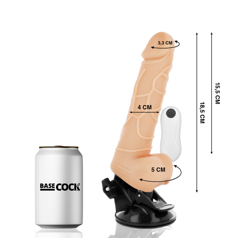 BASECOCK - VIBRADOR DE CONTROLE REMOTO NATURAL REALISTA 18.5 CM -O- 4CM - Sexshoptuga  Sexshoptuga 