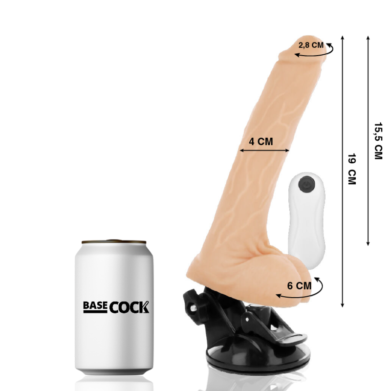 BASECOCK - VIBRADOR DE CONTROLE REMOTO NATURAL REALISTA 19 CM -O- 4 CM - Sexshoptuga 