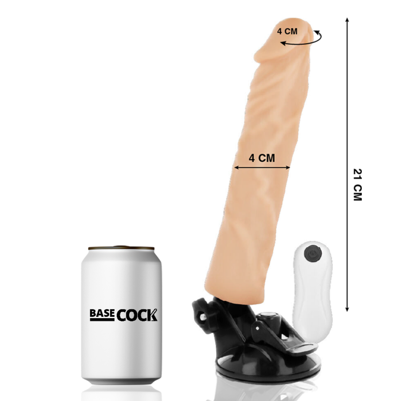 BASECOCK - VIBRADOR REALÍSTICO CONTROLE REMOTO NATURAL 21 CM -O- 4 CM - Sexshoptuga  Sexshoptuga 