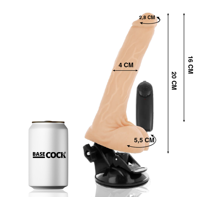 BASECOCK - VIBRADOR DE CONTROLE REMOTO NATURAL REALISTA COM TESTÍCULOS 20 CM -O- 4 CM - Sexshoptuga 