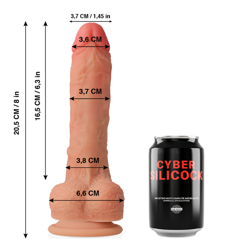 CYBER SILICOCK - SILICONE LÍQUIDO MACIO CONNOR ULTRA REALISTA 20.5 CM -O- 3.7 CM - Sexshoptuga  Sexshoptuga 