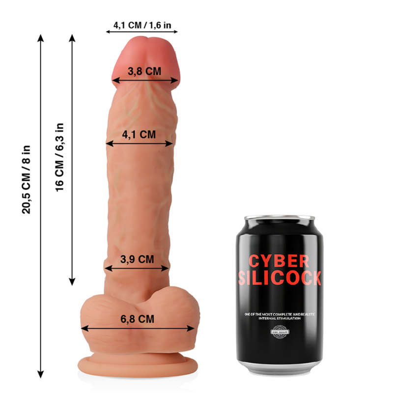 CYBER SILICOCK - DONG DE SILICONE LÍQUIDO MACIO ULTRA REALISTA 20.5 CM -O- 4.1 CM - Sexshoptuga 