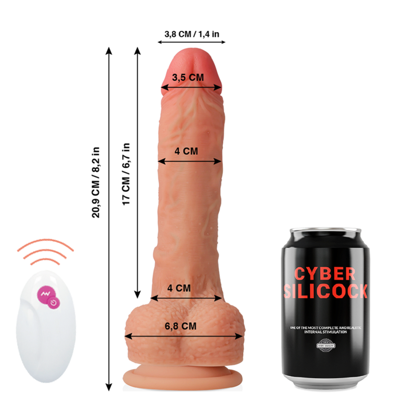 CYBER SILICOCK - CONTROLE REMOTO REALÍSTICO MASTER HUCK 20.9 CM -O- 4 CM - Sexshoptuga 