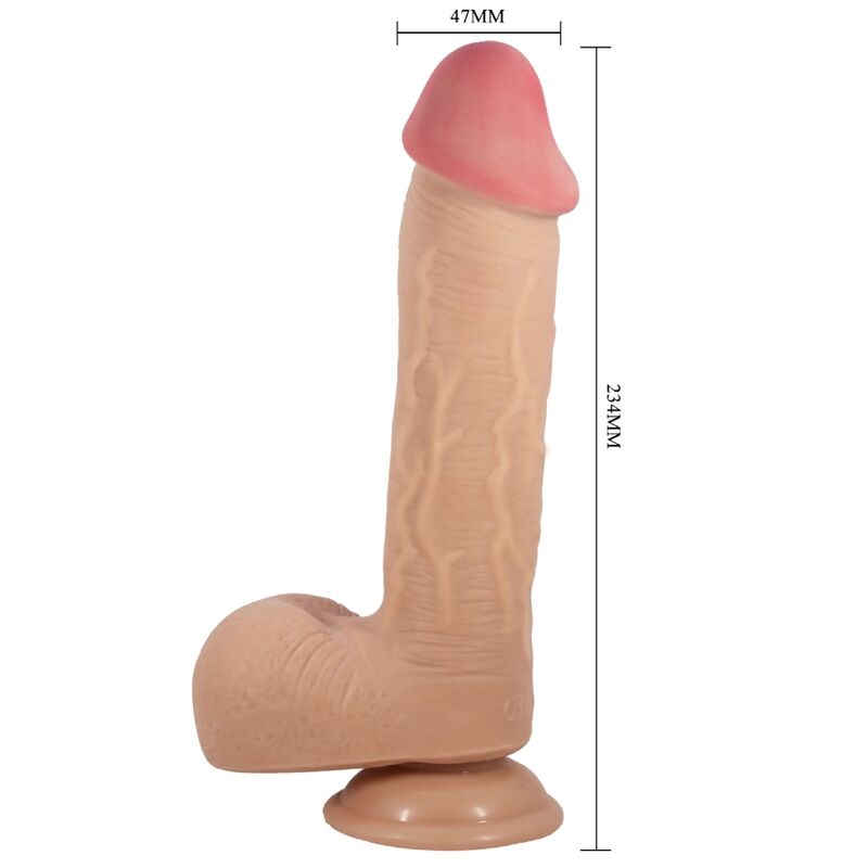 PRETTY LOVE - SÉRIE SLIDING SKIN DILDO REALÍSTICO COM VENTOSA DESLIZANTE PELE CARNE 23,4 CM - Sexshoptuga 