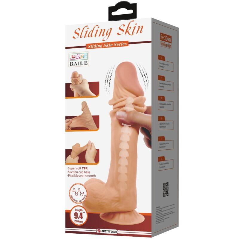 PRETTY LOVE - SÉRIE SLIDING SKIN DILDO REALÍSTICO COM VENTOSA DESLIZANTE PELE CONTROLO REMOTO CARNE 24 CM - Sexshoptuga 