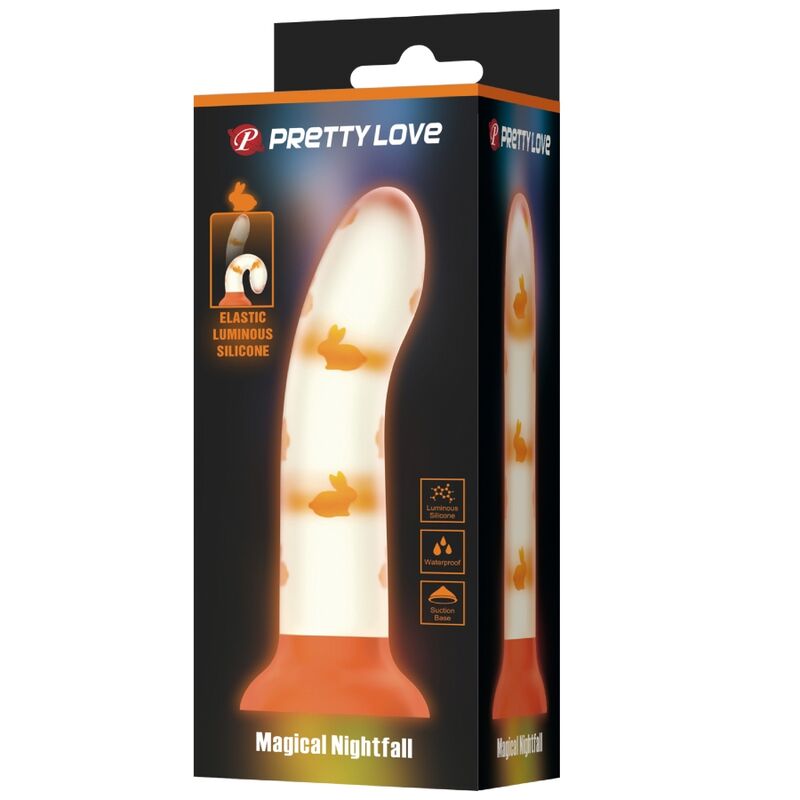 PRETTY LOVE - NIGHTFALL MAGIC DILDO WITHOUT VIBRATION, LUMINOUS ORANGE Sexshoptuga 