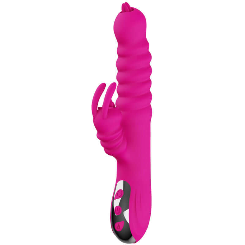 ARMONY - VIBRADOR MULTIFUNCIONAL DE LÍNGUA DUPLA DE COELHO FÚCSIA EFEITO DE CALOR Sexshoptuga 