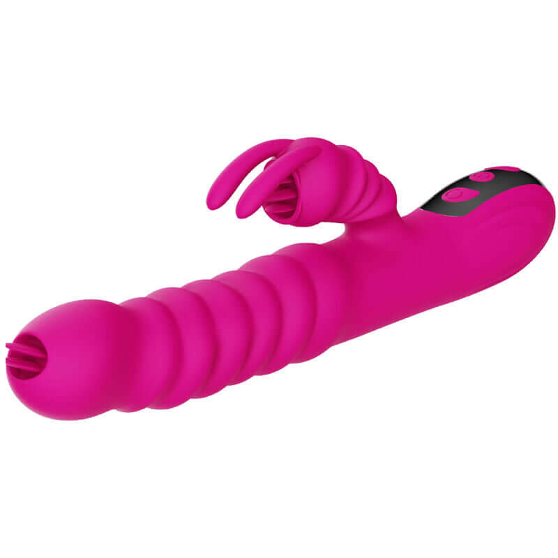 ARMONY - VIBRADOR MULTIFUNCIONAL DE LÍNGUA DUPLA DE COELHO FÚCSIA EFEITO DE CALOR Sexshoptuga 