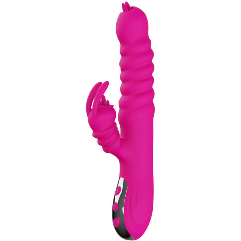 ARMONY - VIBRADOR MULTIFUNCIONAL DE LÍNGUA DUPLA DE COELHO FÚCSIA EFEITO DE CALOR Sexshoptuga 