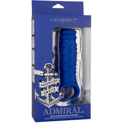 CALEXOTICS - ADMIRAL CAPA PARA PÊNIS COM FRISAS SILICONE LÍQUIDO AZUL - Sexshoptuga 